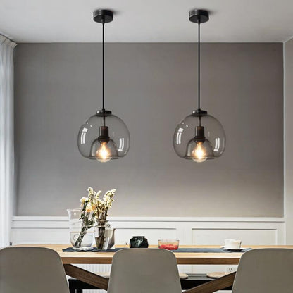 Modern Smoked Glass Globe Pendant Light