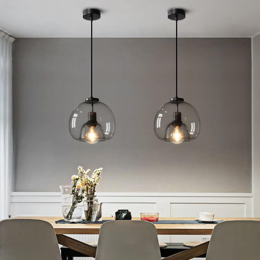 Modern Smoked Glass Globe Pendant Light