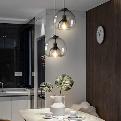 Modern Smoked Glass Globe Pendant Light