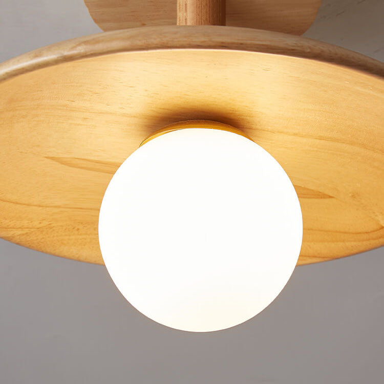 Modern Wooden Dome Globe Ceiling Light
