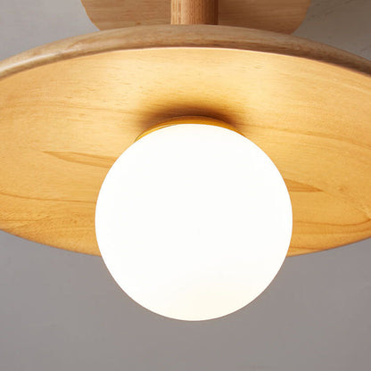 Modern Wooden Dome Globe Ceiling Light