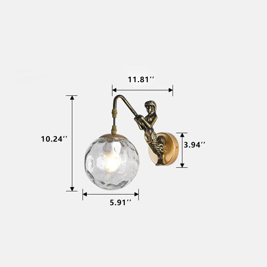 Vintage Mermaid Globe Wall Sconce