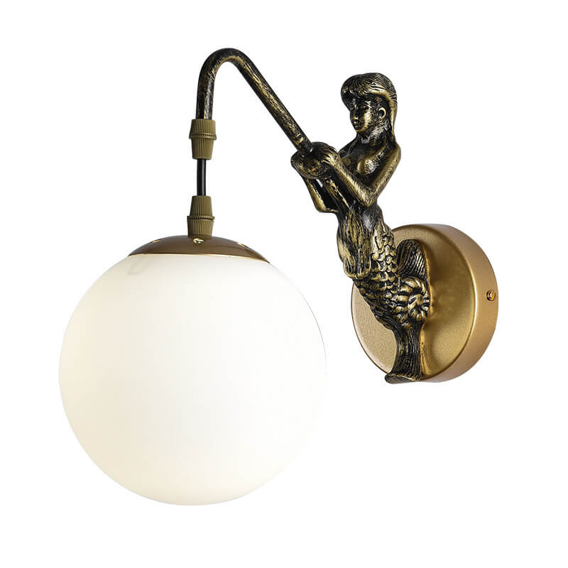 Vintage Mermaid Globe Wall Sconce