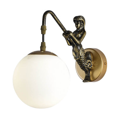 Vintage Mermaid Globe Wall Sconce