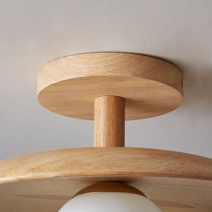 Modern Wooden Dome Globe Ceiling Light
