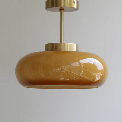 Vintage Amber Glass Dome Ceiling Light
