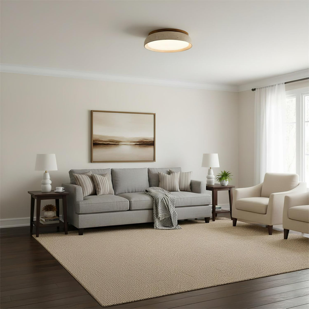 Travertine Stone Flush Ceiling Light