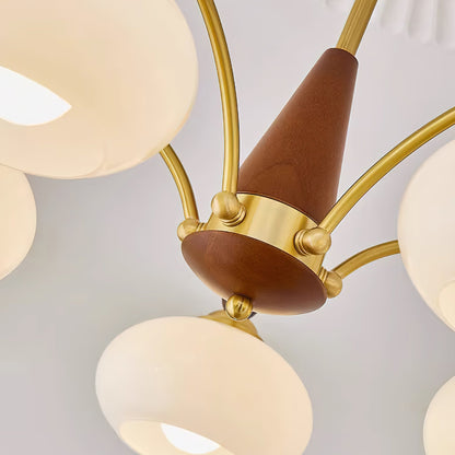 Mid-Century Amber Glass Chandelier