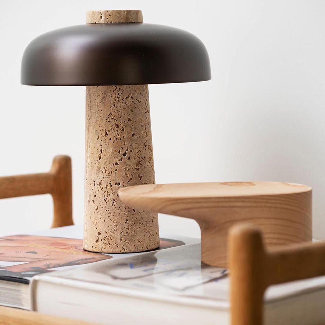 Reverse Modern Travertine Table Lamp