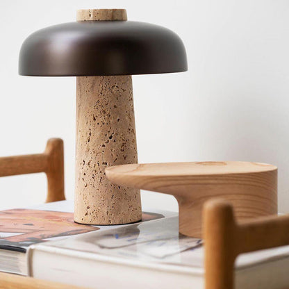 Reverse Modern Travertine Table Lamp