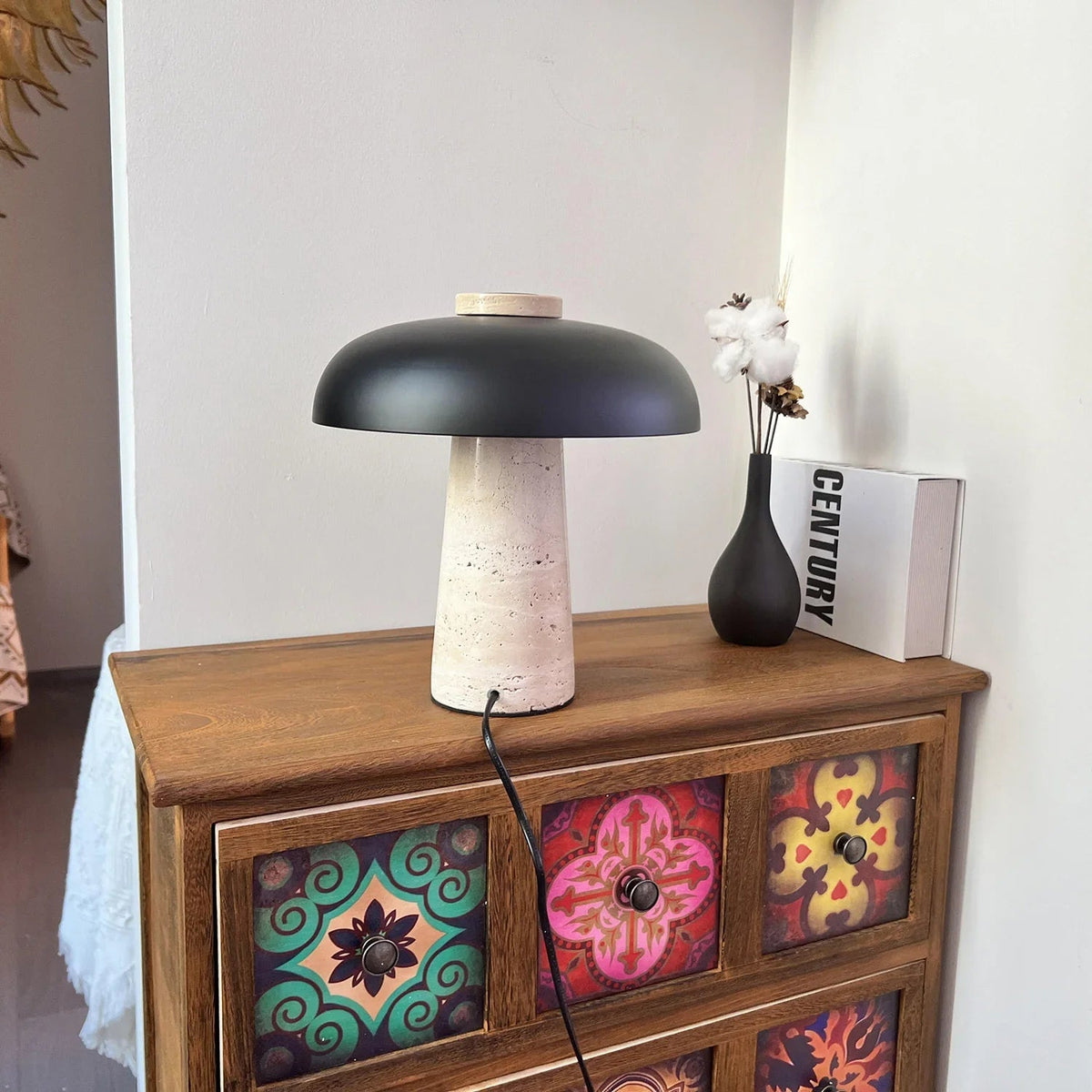 Reverse Modern Travertine Table Lamp