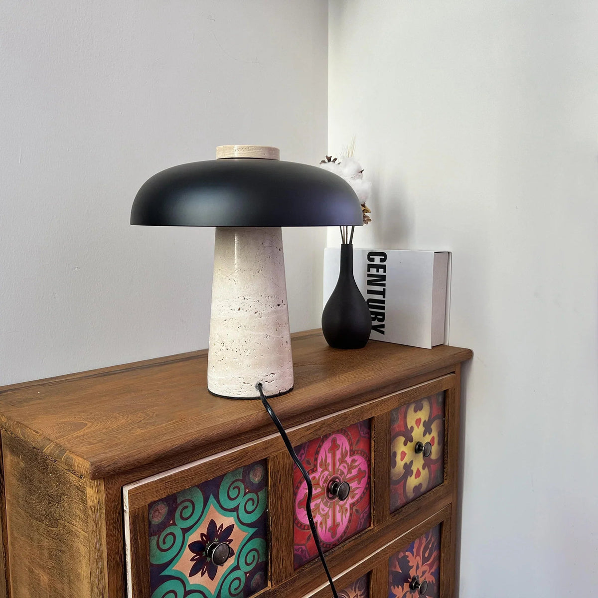Reverse Modern Travertine Table Lamp