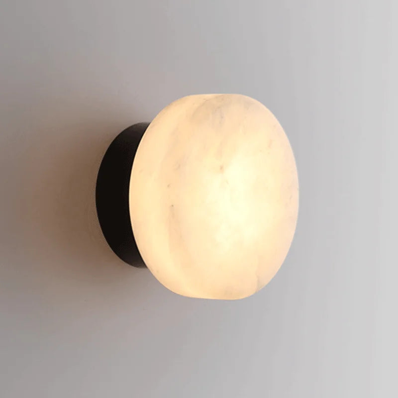 Marbella Round Marble Wall Light with Copper Base
