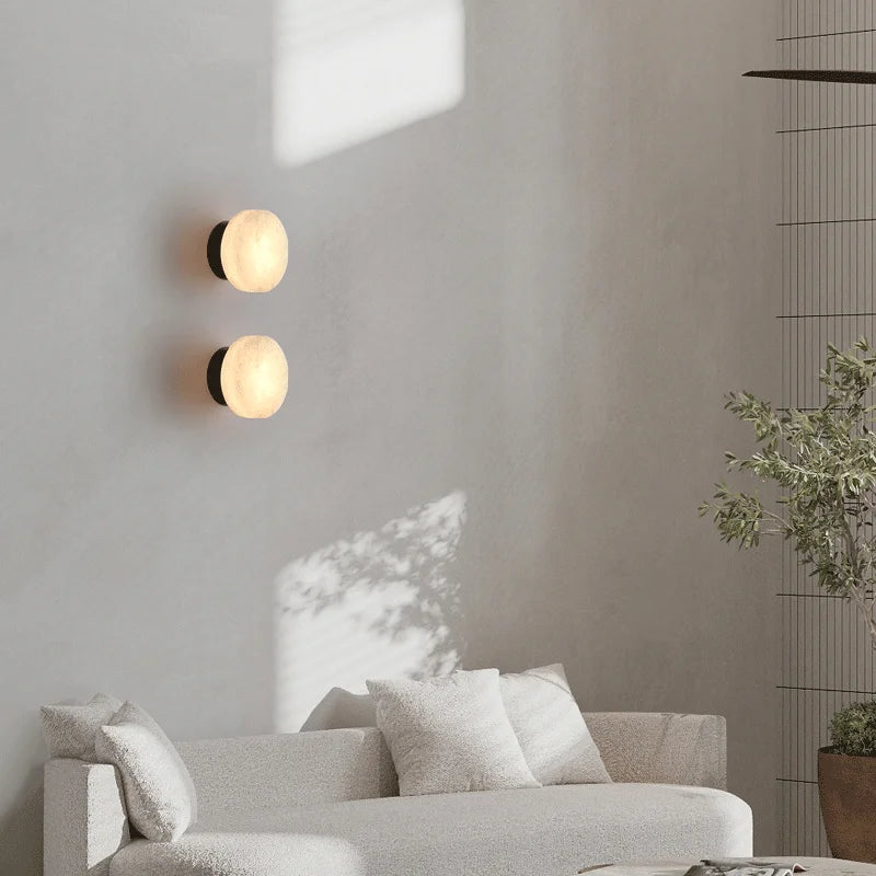 Marbella Round Marble Wall Light with Copper Base