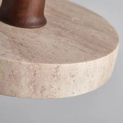 Travora Stone Disk Pendant Light with Wood Accent