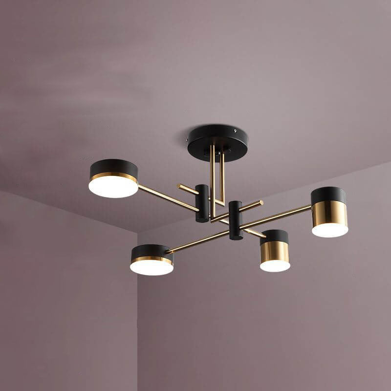 Modern Black Gold Multi-Light Ceiling Fixture