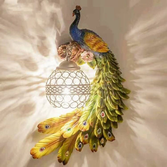 Vintage Peacock Crystal Wall Light