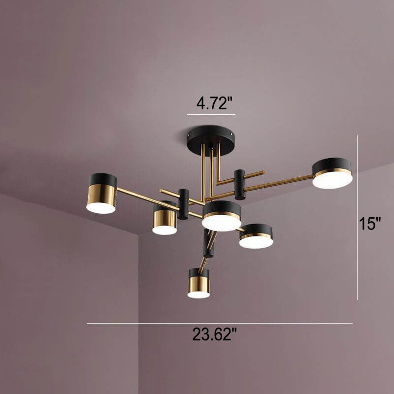 Modern Black Gold Multi-Light Ceiling Fixture