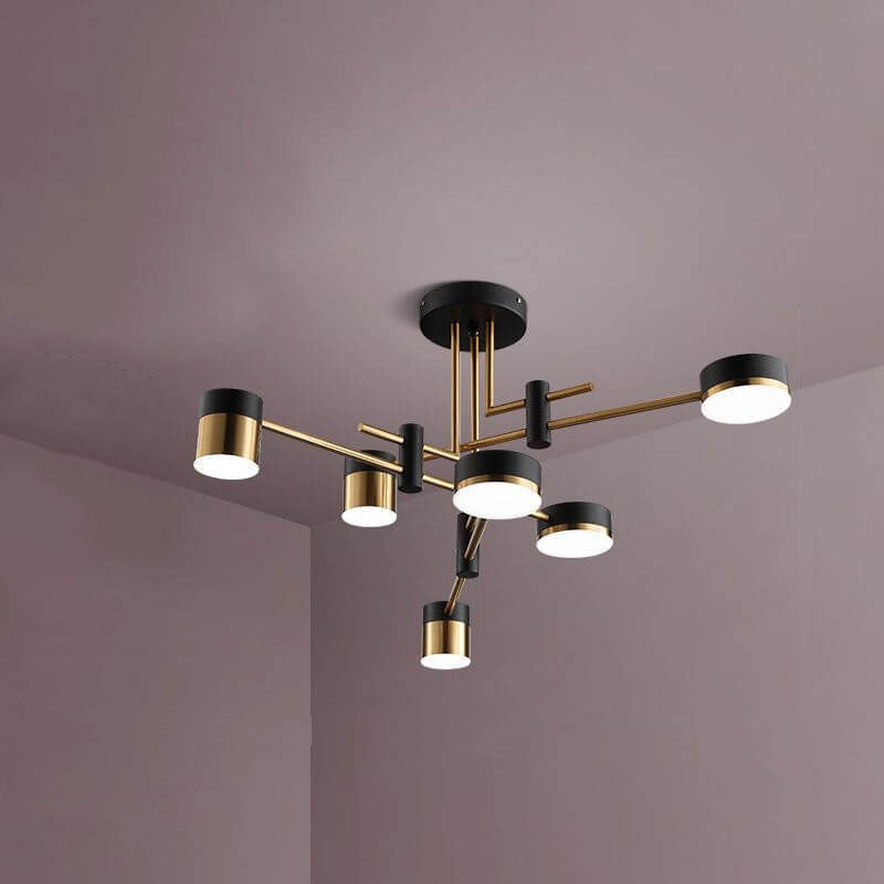Modern Black Gold Multi-Light Ceiling Fixture
