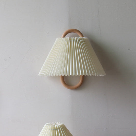 Modern Wooden Fabric Shade Wall Lamp with Plug-In Option