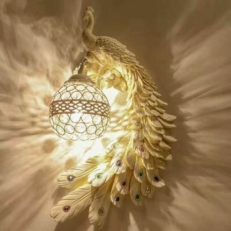 Vintage Peacock Crystal Wall Light