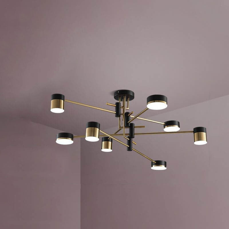 Modern Black Gold Multi-Light Ceiling Fixture