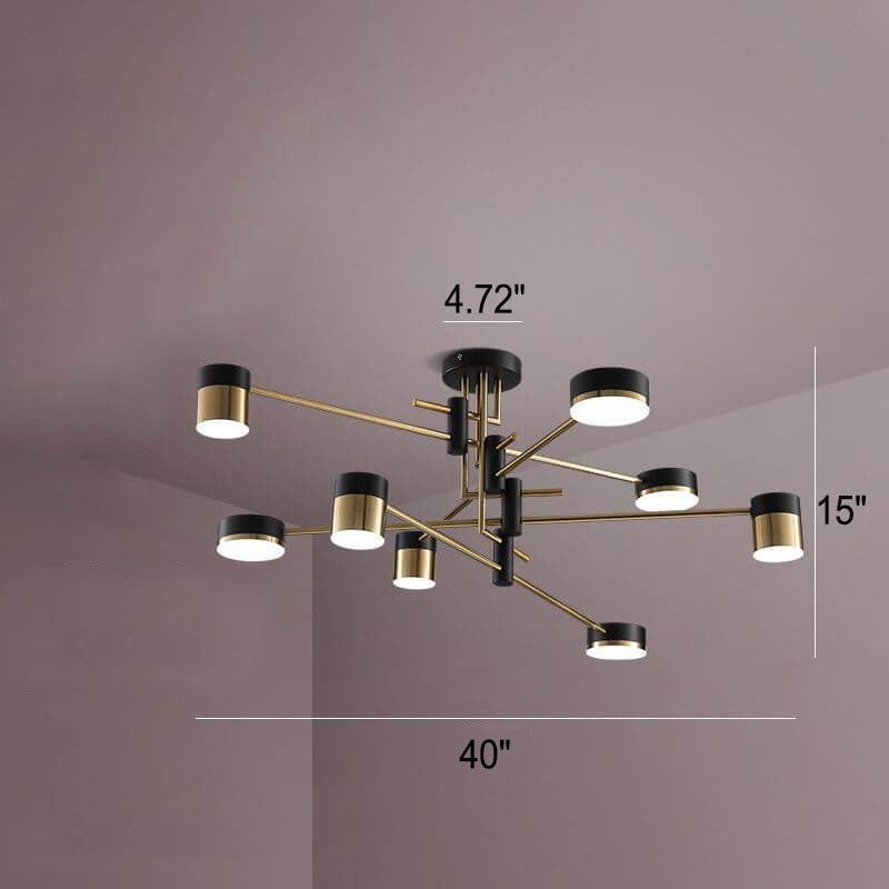Modern Black Gold Multi-Light Ceiling Fixture