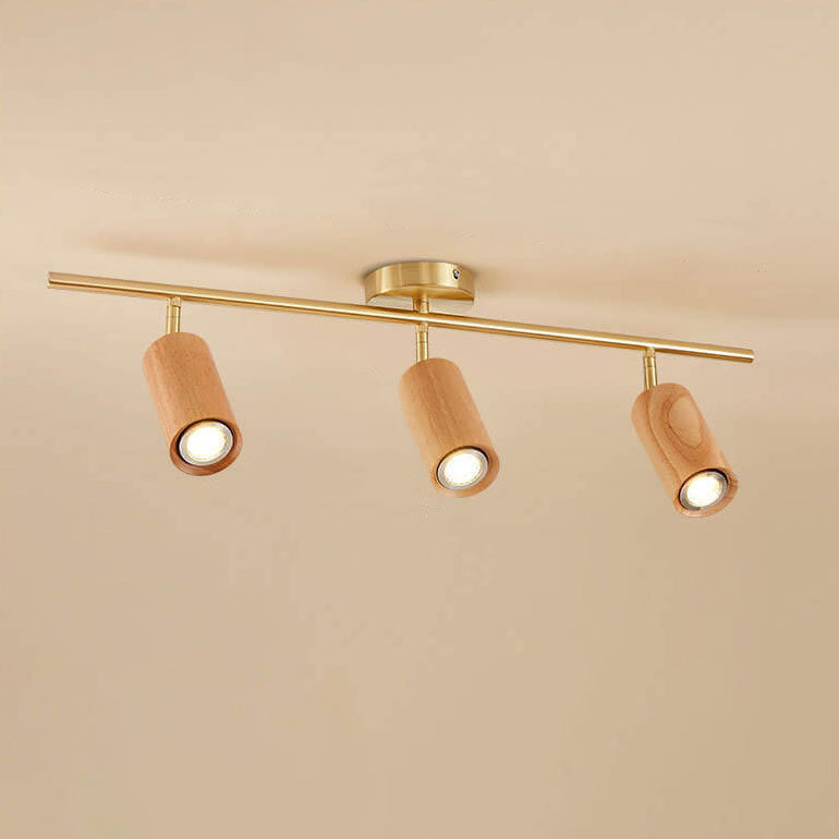 Modern Wood Cylinder Spotlight Ceiling Light