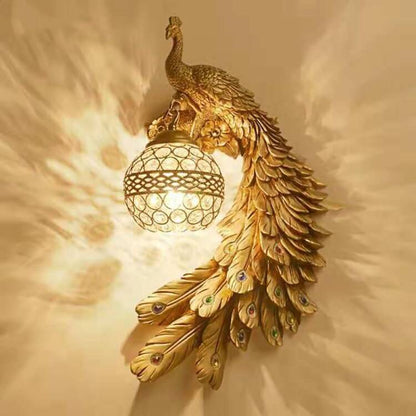 Vintage Peacock Crystal Wall Light