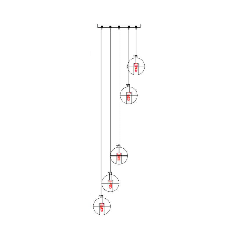 Luxury Multi-Drop Crystal Globe Staircase Chandelier