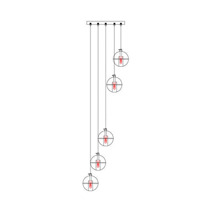 Luxury Multi-Drop Crystal Globe Staircase Chandelier