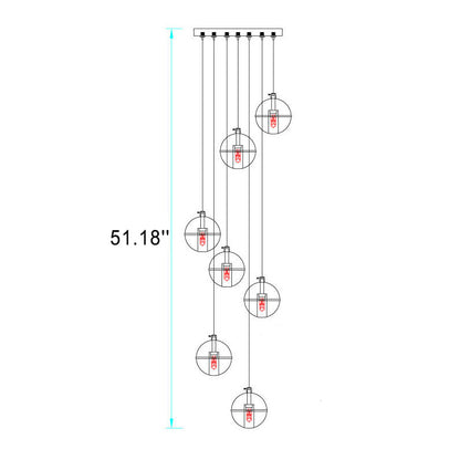 Luxury Multi-Drop Crystal Globe Staircase Chandelier