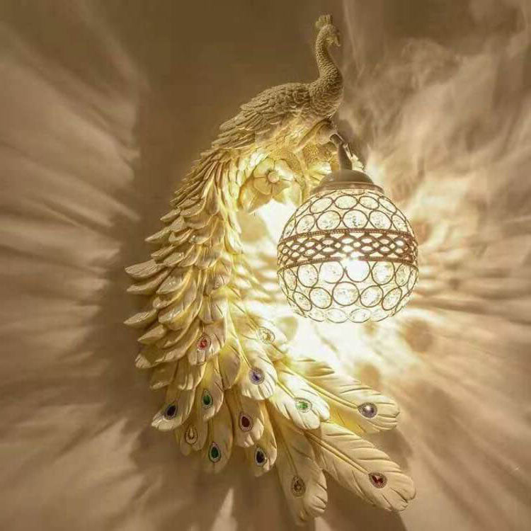 Vintage Peacock Crystal Wall Light
