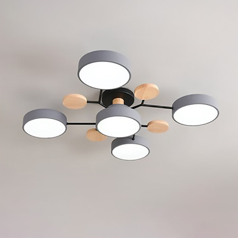 Scandinavian Modern Multi-Light LED Semi-Flush Ceiling Light