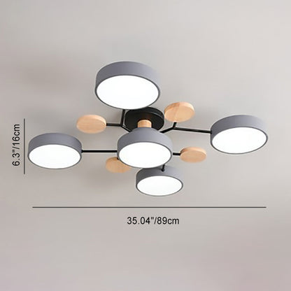 Scandinavian Modern Multi-Light LED Semi-Flush Ceiling Light