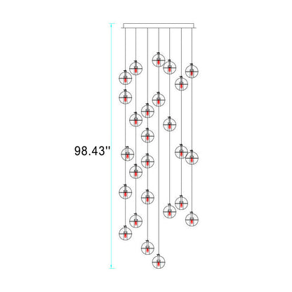 Luxury Multi-Drop Crystal Globe Staircase Chandelier