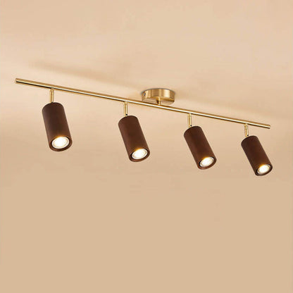 Modern Wood Cylinder Spotlight Ceiling Light