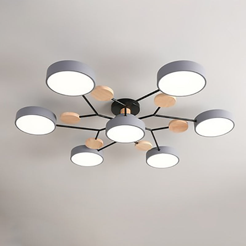 Scandinavian Modern Multi-Light LED Semi-Flush Ceiling Light