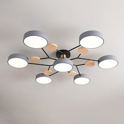 Scandinavian Modern Multi-Light LED Semi-Flush Ceiling Light