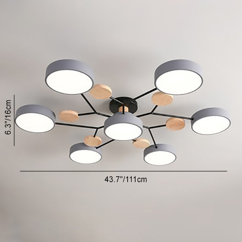 Scandinavian Modern Multi-Light LED Semi-Flush Ceiling Light