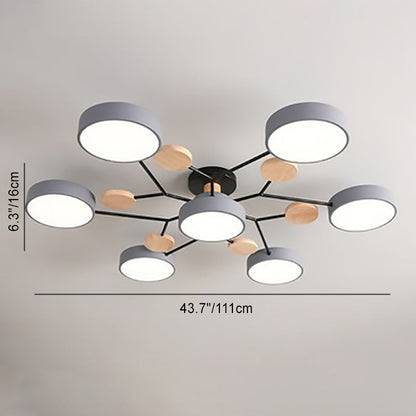 Scandinavian Modern Multi-Light LED Semi-Flush Ceiling Light