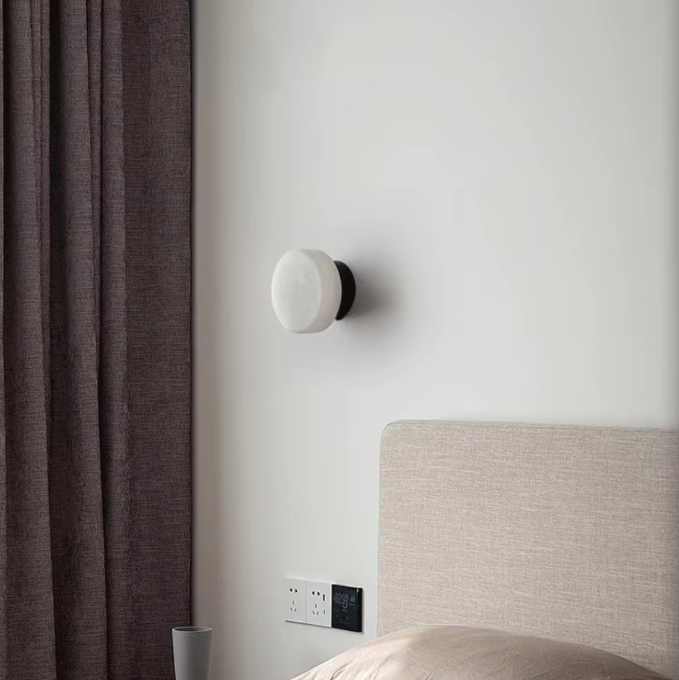 Marbella Round Marble Wall Light with Copper Base