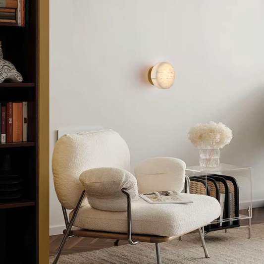 Marbella Round Marble Wall Light with Copper Base