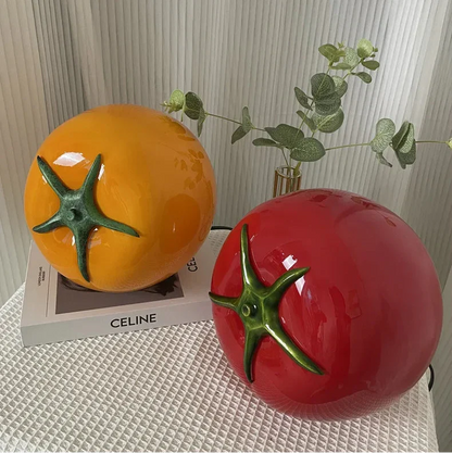 LuxRoyale Creative Tomato Glass Table Lamp, Ambient Night Light for Bedside Decor