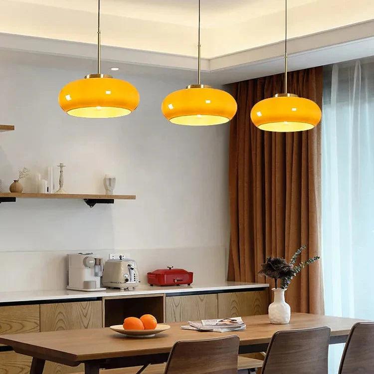 Milora Nordic Milk Glass Pendant Light with Copper Accent