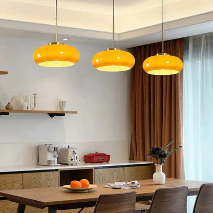 Milora Nordic Milk Glass Pendant Light with Copper Accent