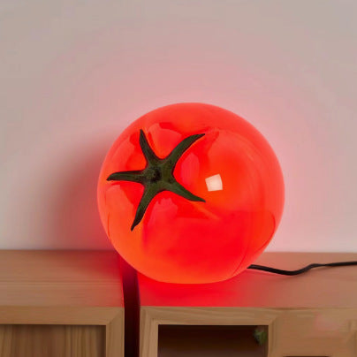 LuxRoyale Creative Tomato Glass Table Lamp, Ambient Night Light for Bedside Decor