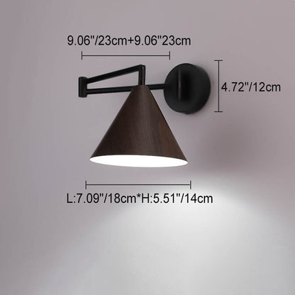 Wood Cone Swing Arm Wall Light