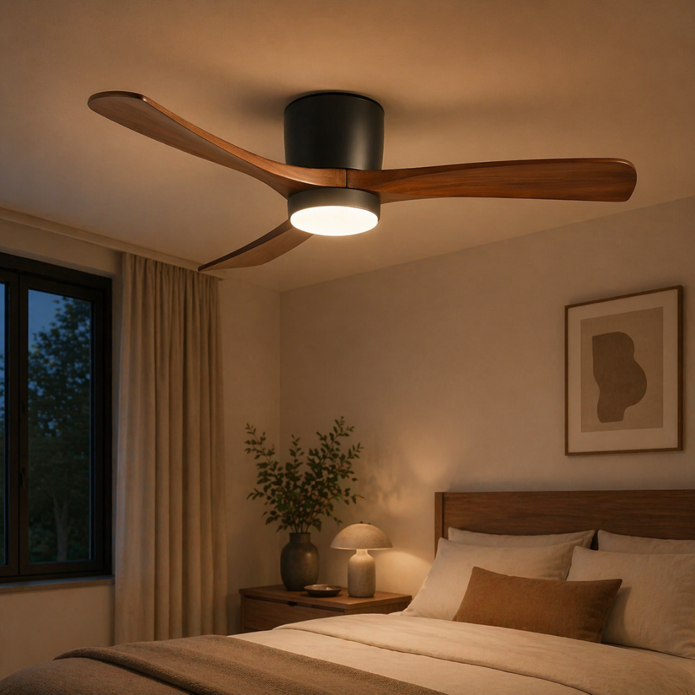 Modern Wooden LED Ceiling Fan Light
