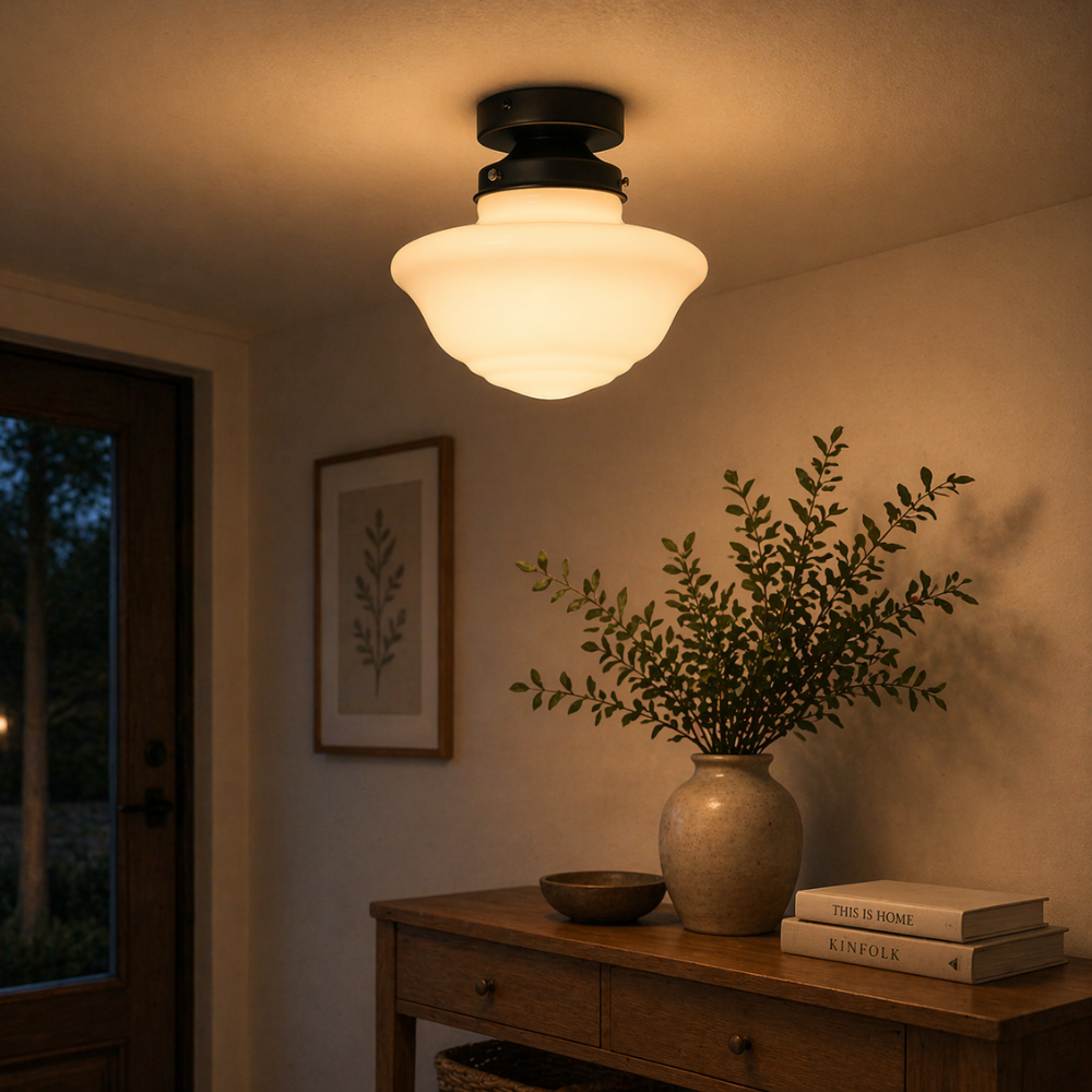 Deco Milk Glass Ceiling Light